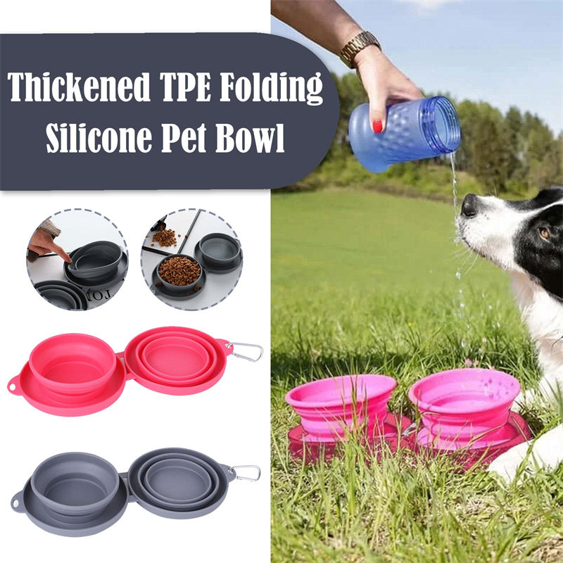 Rubber Foldable Double Bowl Feeding Bowls