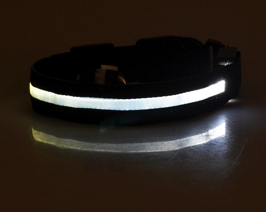 Nylon LED Pet Dog Luminous Collar, Flashing/Glow in Dark