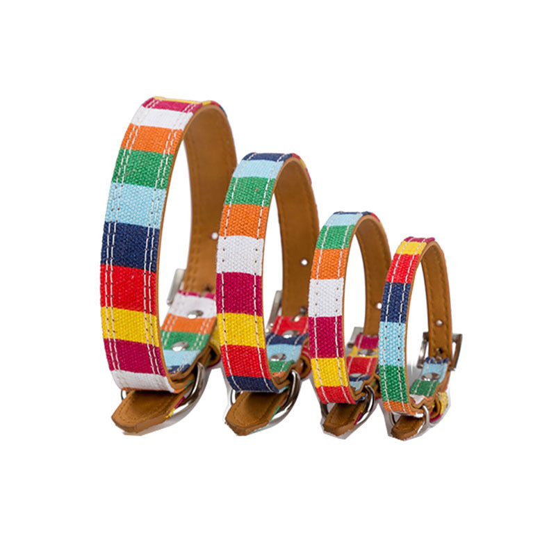 Colourful Rainbow Design Dog Collar