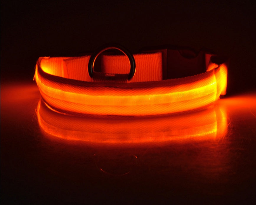 Nylon LED Pet Dog Luminous Collar, Flashing/Glow in Dark