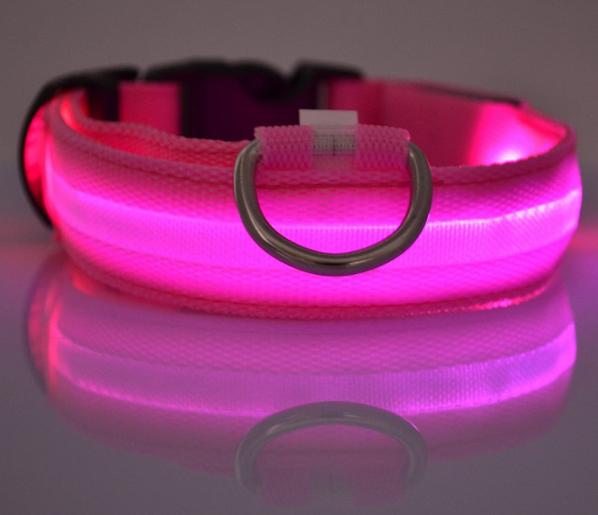 Nylon LED Pet Dog Luminous Collar, Flashing/Glow in Dark