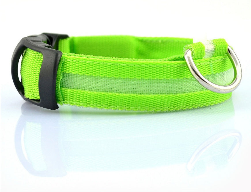 Nylon LED Pet Dog Luminous Collar, Flashing/Glow in Dark