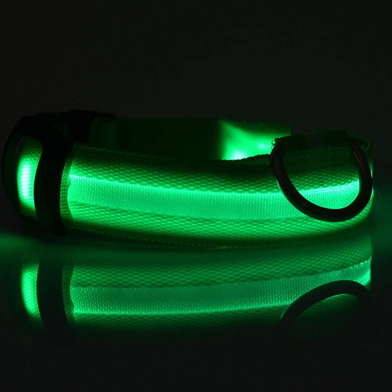 Nylon LED Pet Dog Luminous Collar, Flashing/Glow in Dark