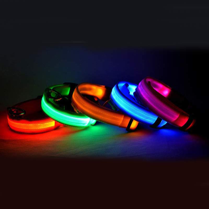 Nylon LED Pet Dog Luminous Collar, Flashing/Glow in Dark