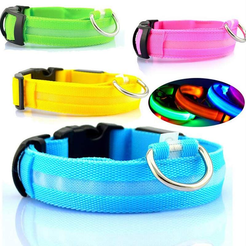 Nylon LED Pet Dog Luminous Collar, Flashing/Glow in Dark