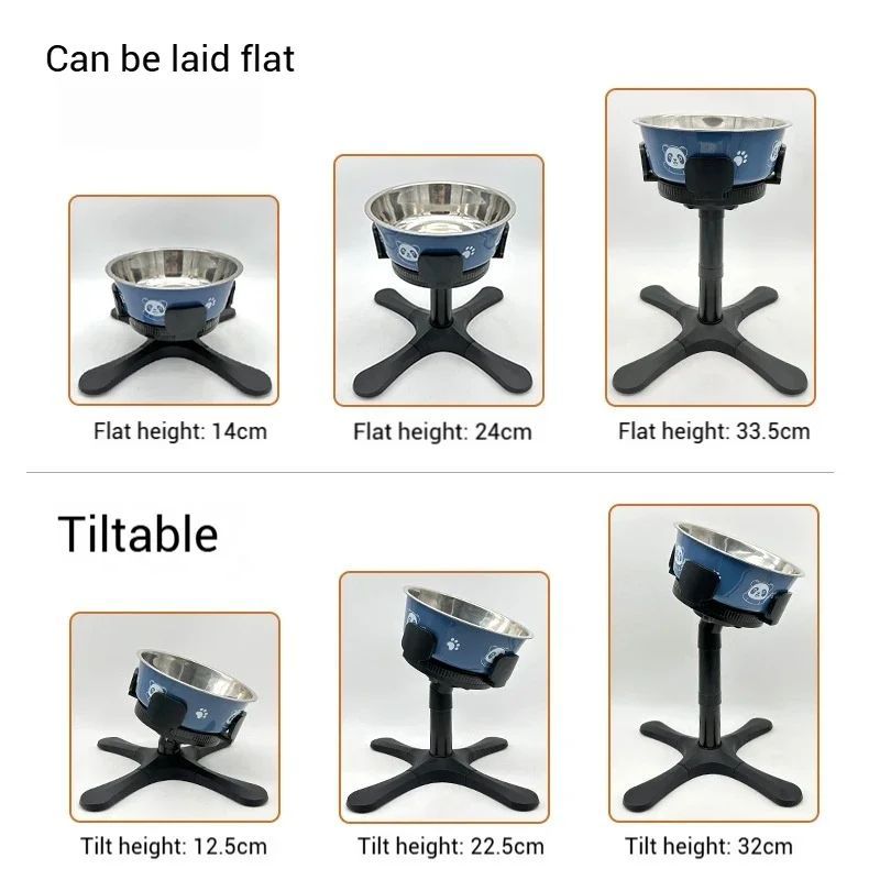 Adjustable Elevated Dog Food Bowls Stand, Anti Slip, Pet Bowl Holder For Medium And Large Dogs