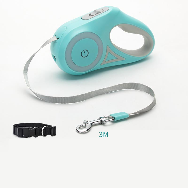 Retractable Leash With Light And Dog Collar For Small To Medium Dogs