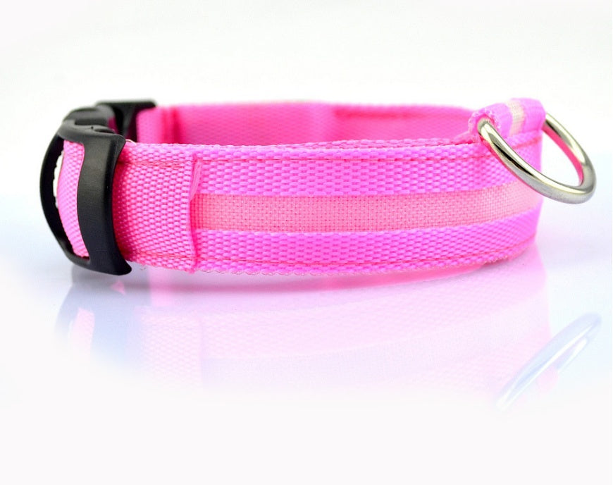 Nylon LED Pet Dog Luminous Collar, Flashing/Glow in Dark