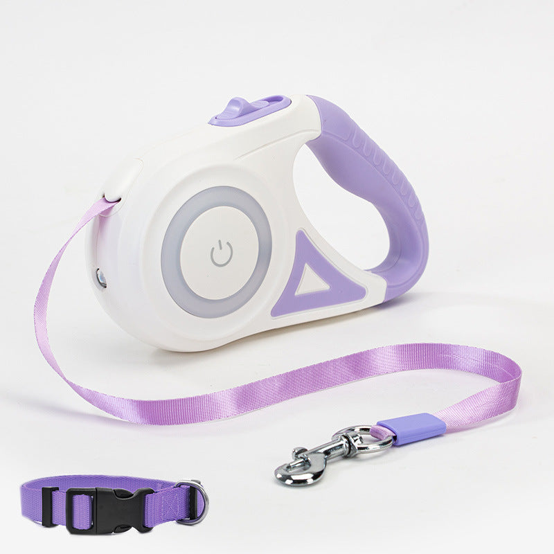Retractable Leash With Light And Dog Collar For Small To Medium Dogs